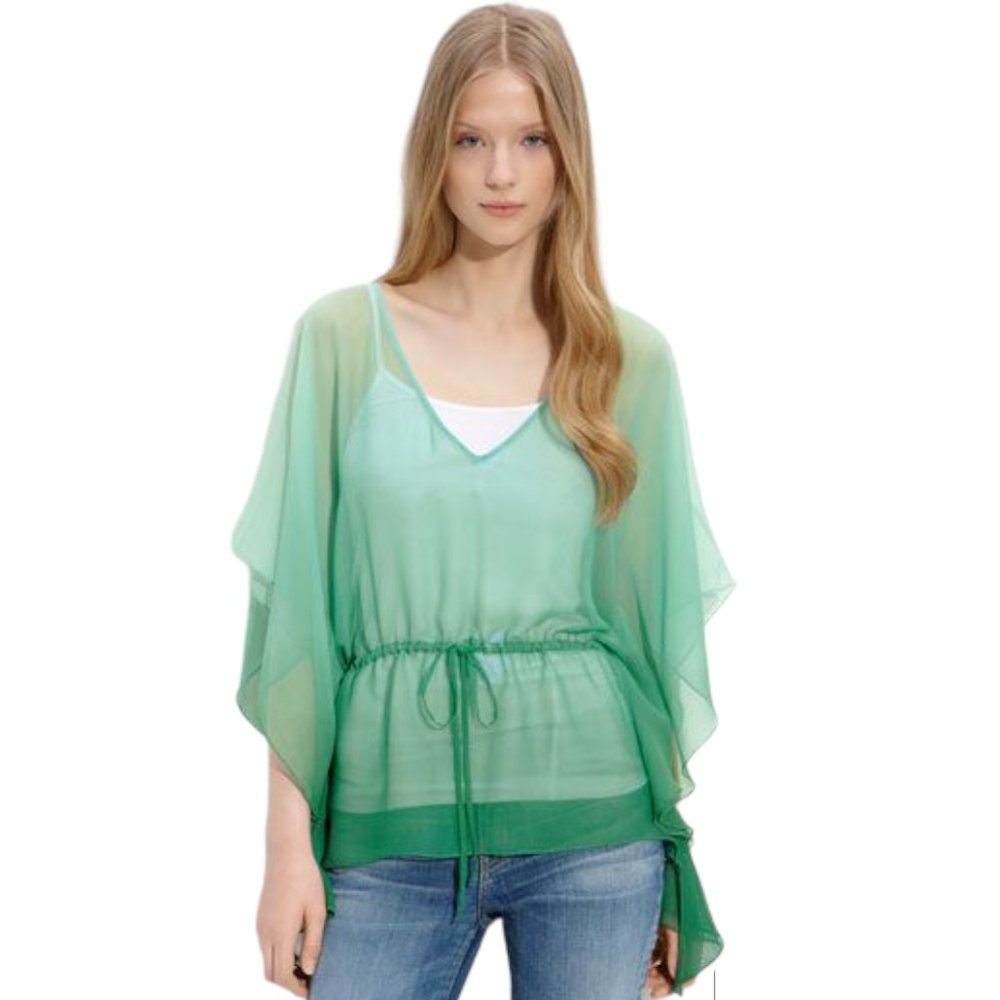 NWT Haute Hippie green ombre silk blouse size M